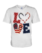 Love Independence day V-Neck T-Shirt tile