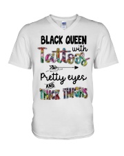 Black queen with tattoos V-Neck T-Shirt tile