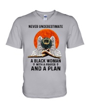Never underestimate a black woman V-Neck T-Shirt tile