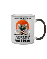 Never underestimate a black woman Color Changing Mug tile