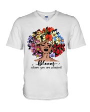 Bloom where you V-Neck T-Shirt tile