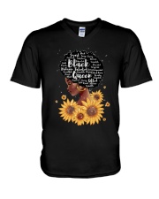 Black queen sunflower V-Neck T-Shirt tile
