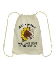 Just a woman who loves Drawstring Bag tile