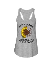 Just a woman who loves Ladies Flowy Tank tile