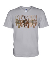 Melanin can't be bought V-Neck T-Shirt tile