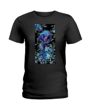 Blue floral dragon Ladies T-Shirt tile
