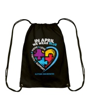 In April We Wear Blue Drawstring Bag tile
