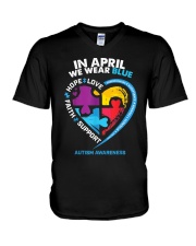 In April We Wear Blue V-Neck T-Shirt tile