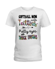 Softball mom with tattoos Ladies T-Shirt tile