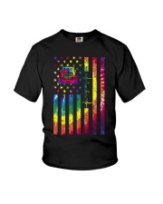 Tie dye American Independence day Youth T-Shirt tile