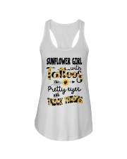 Sunflower girl with tattoos Ladies Flowy Tank tile