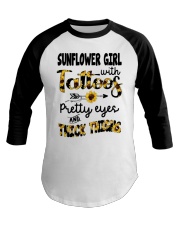 Sunflower girl with tattoos Baseball Tee tile