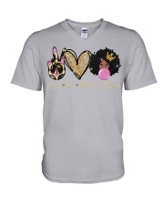 Peace Love Melanin Poppin V-Neck T-Shirt tile