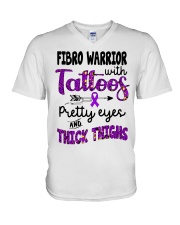 Fibro warrior V-Neck T-Shirt tile