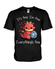 It's fine I'm fine V-Neck T-Shirt tile