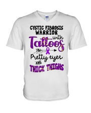 Cystic fibrosis warrior V-Neck T-Shirt tile