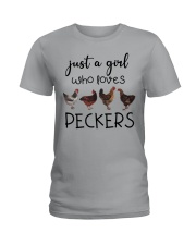 Just a girl who loves peckers Ladies T-Shirt tile