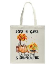 Just a girl who loves fall and sunflowers Tote Bag tile
