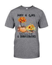 Just a girl who loves fall and sunflowers Classic T-Shirt front