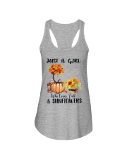 Just a girl who loves fall and sunflowers Ladies Flowy Tank tile