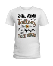 Social worker with tattoos Ladies T-Shirt tile
