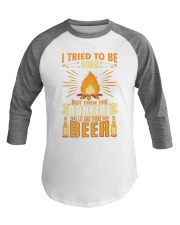 Beer and Bonfires Camping Baseball Tee front