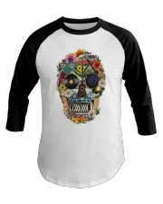 Hippie Skull Flower Baseball Tee tile