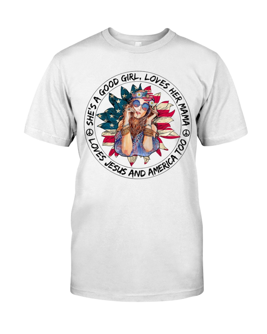 Good Girl Sunflower American Flag Classic T-Shirt
