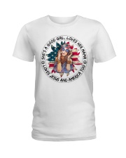 Good Girl Sunflower American Flag Ladies T-Shirt tile