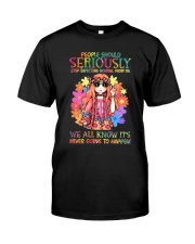 Hippie Girl with Sunflower Flower child Classic T-Shirt front