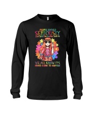 Hippie Girl with Sunflower Flower child Long Sleeve Tee thumbnail