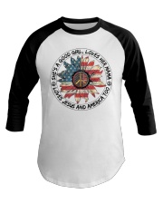 Good Girl hippie American Flag Baseball Tee tile