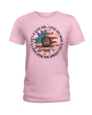 Good Girl hippie American Flag Ladies T-Shirt tile