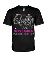 November Gift for Birthday Girl V-Neck T-Shirt tile