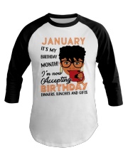 January Gift for Birthday Girl Baseball Tee tile