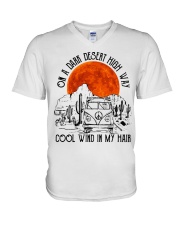 Flower child hippie woman V-Neck T-Shirt tile