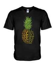 Pineapple sunflower V-Neck T-Shirt tile