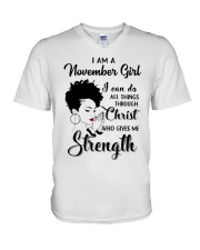 November Gift for Birthday Girl V-Neck T-Shirt tile