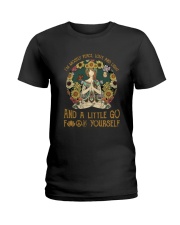 Hippie girl yoga Ladies T-Shirt tile