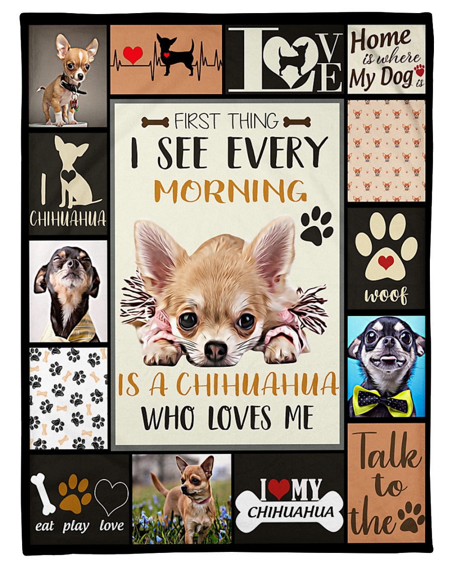 DogTee Chihuahua Who Loves Me Gift For Dog Lovers Small Fleece Blanket - 30" x 40"