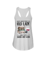 An old lady who loves books and wine Ladies Flowy Tank tile