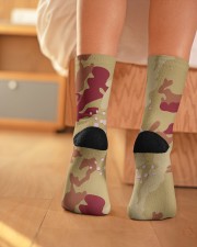 Brown Camo Face Mask Case Sneakers Crew Length Socks aos-accessory-crew-length-socks-lifestyle-back-01