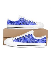 Beautiful blue roses Women's Low Top White Shoes inside-left-outside-left