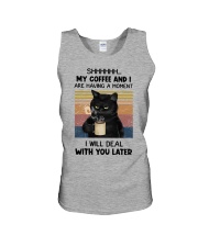 Shhhhh My Coffee And I Unisex Tank tile