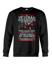 Veteran Wrote A Blank Check Crewneck Sweatshirt tile