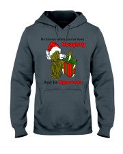 HE KNOWS WHEN YOU'RE BEEN NAUGHTY AND HE APPROVES Hooded Sweatshirt tile