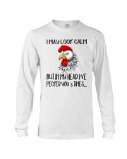 chicken pecked you 3 times - Farmer mugs Long Sleeve Tee thumbnail