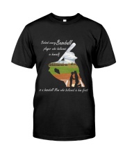behind baseball player Premium Fit Mens Tee tile