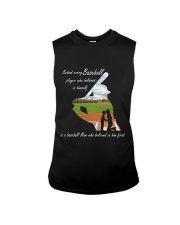 behind baseball player Sleeveless Tee tile