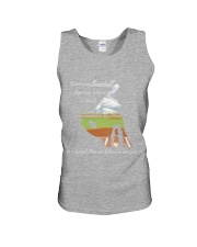 behind baseball player Unisex Tank tile